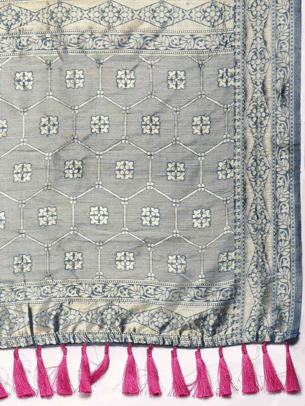 Banarasi Firozi Colour Zari Border Cotton Saree