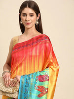 Stylish Kalamkari Silk With Block Print Saree