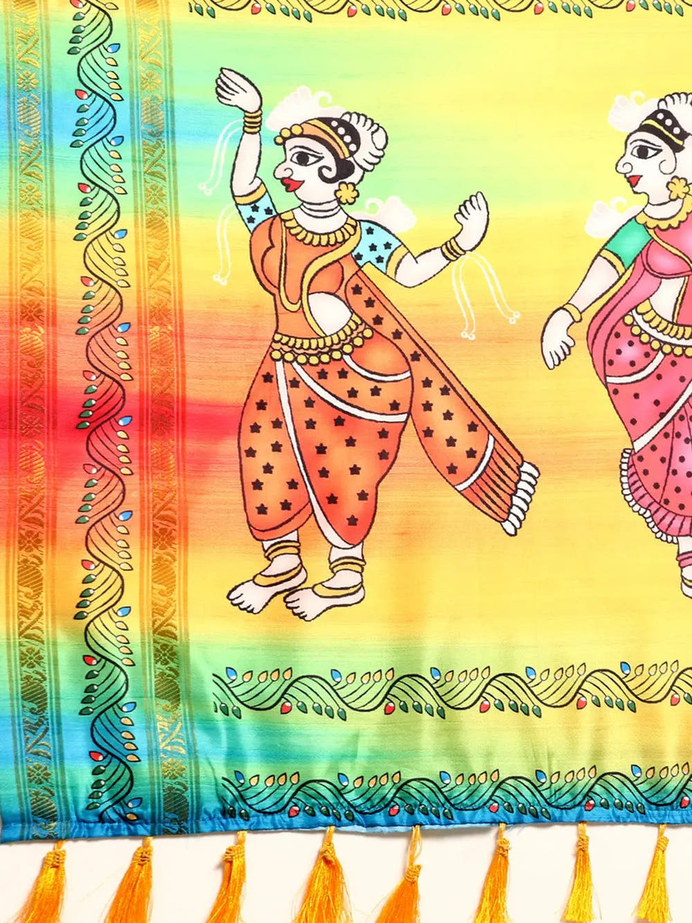 Stylish Kalamkari Silk With Block Print Saree