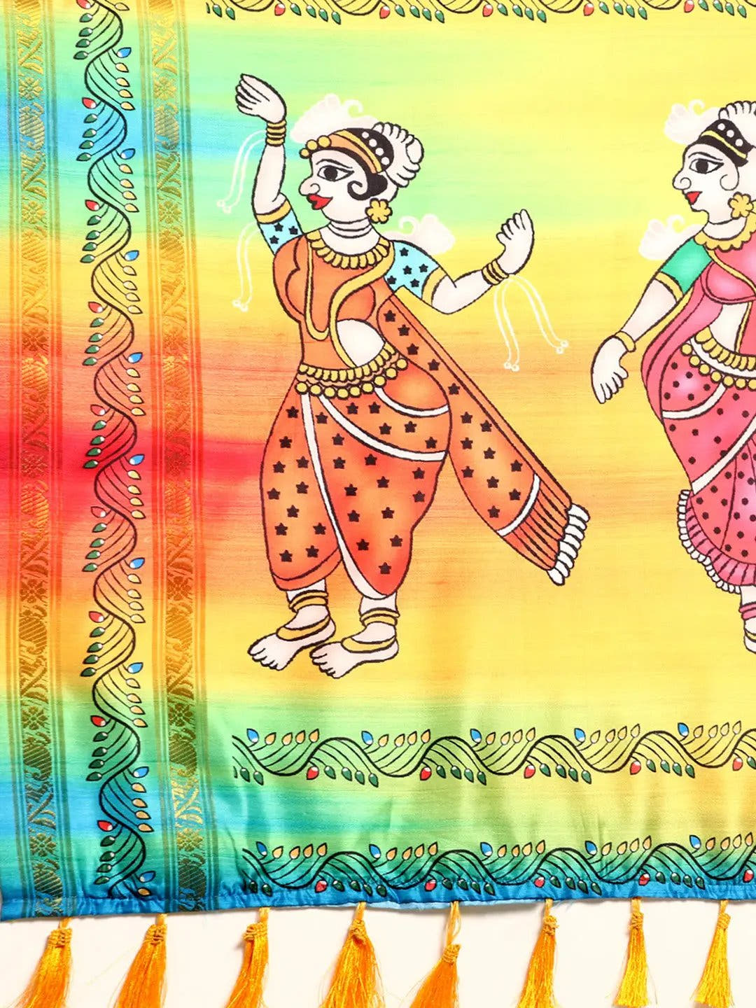 Stylish Kalamkari Silk With Block Print Saree