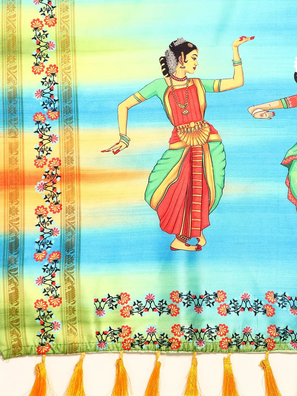 Stylish Kalamkari Silk With Block Print Saree