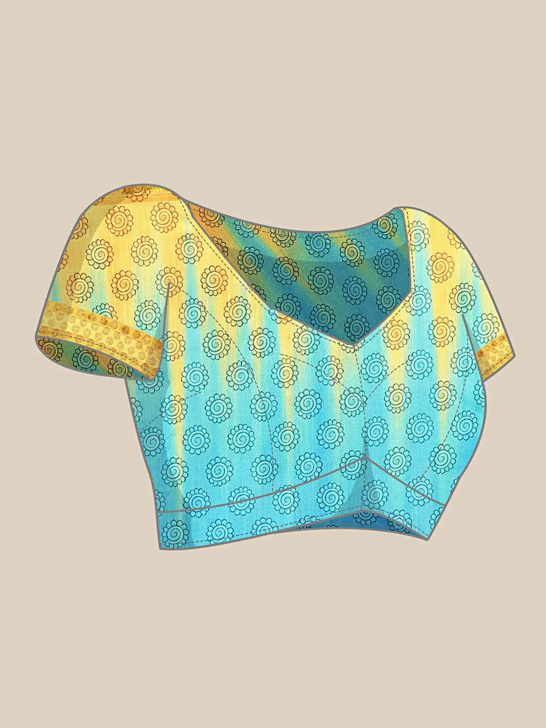 Stylish Kalamkari Silk With Block Print Saree