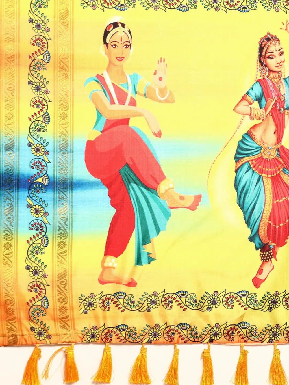 Stylish Kalamkari Silk With Block Print Saree