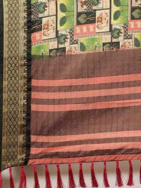 Uppada Cotton Silk Saree With Digital Block Print