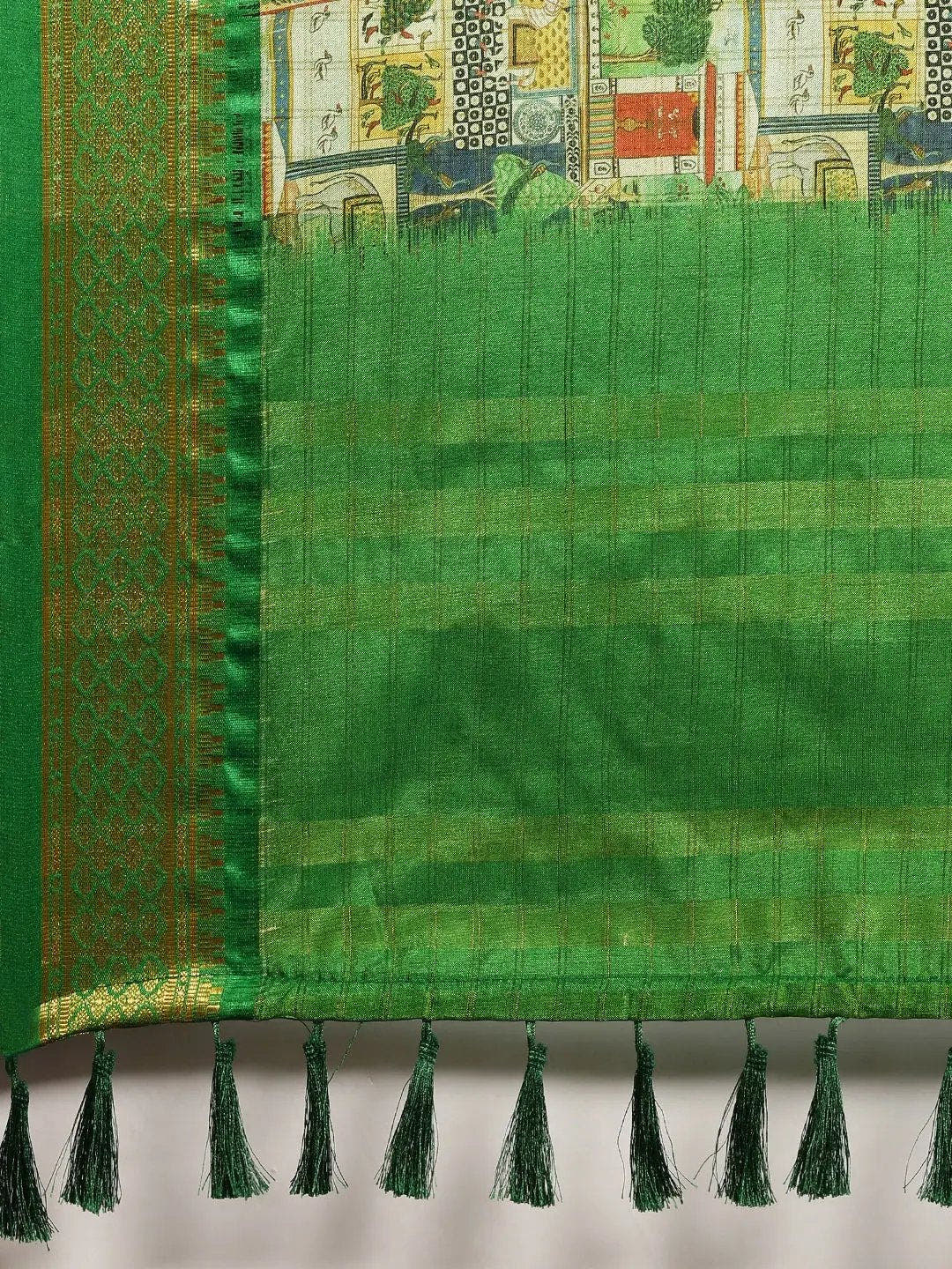 Uppada Cotton Silk Saree With Digital Block Print