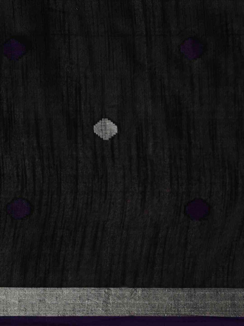 Linen Blend Purple Colour Saree With Polka Dots And Zari Border Work