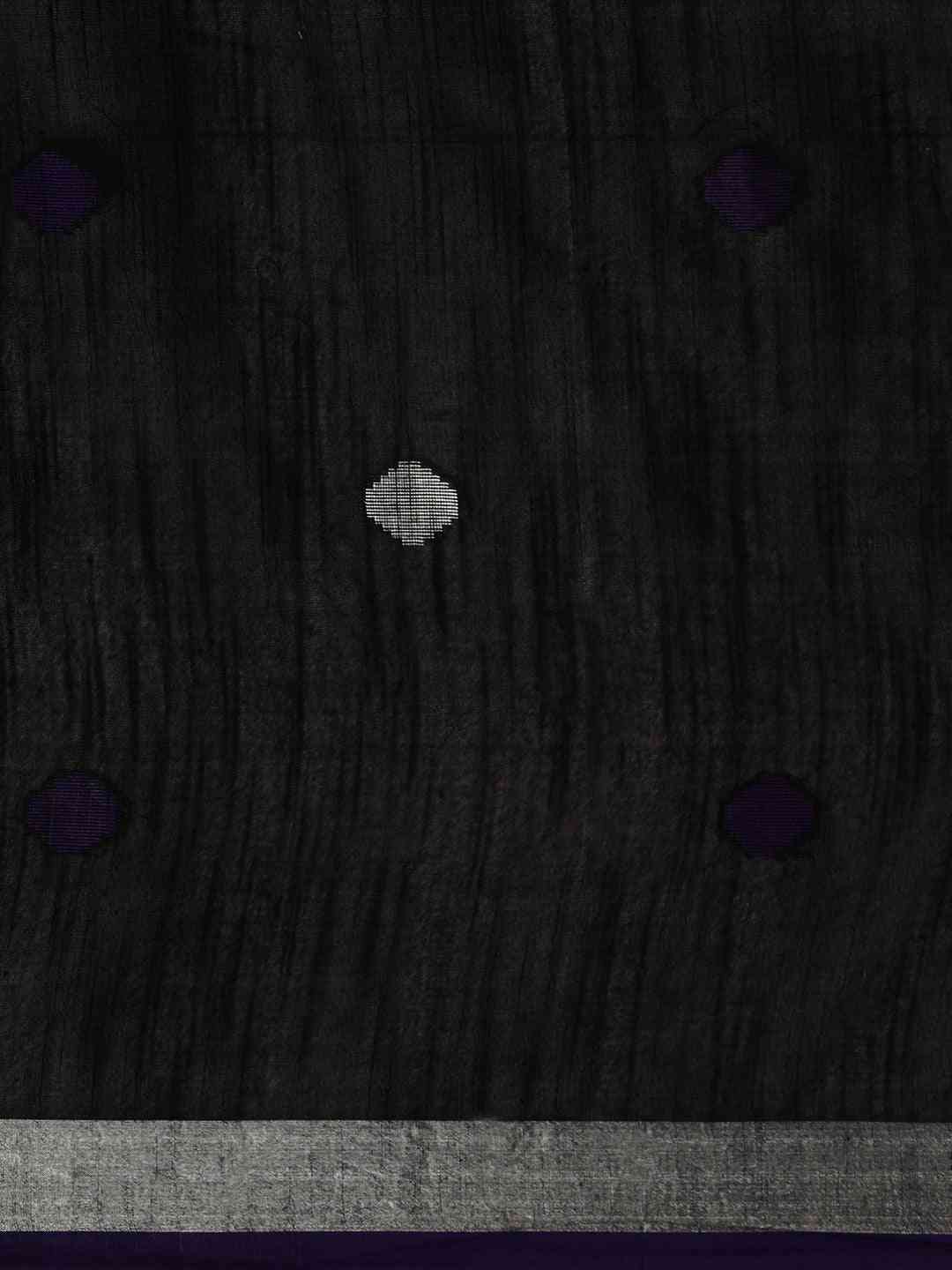 Linen Blend Purple Colour Saree With Polka Dots And Zari Border Work