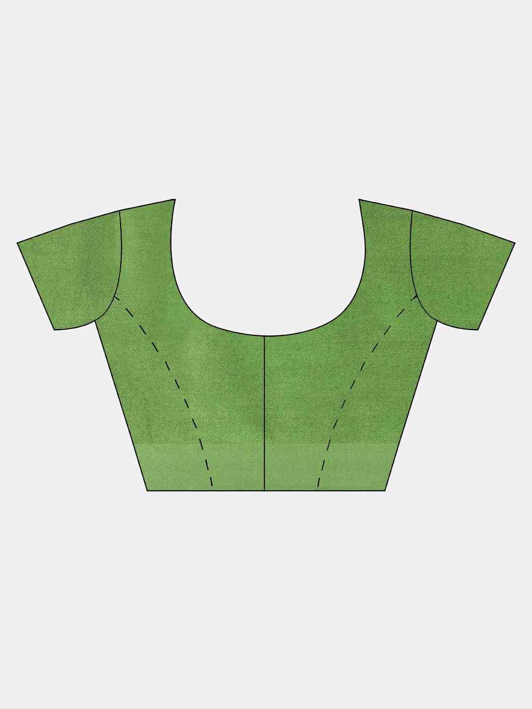 Linen Blend Light Green Saree With Polka Dots And Zari Border Work