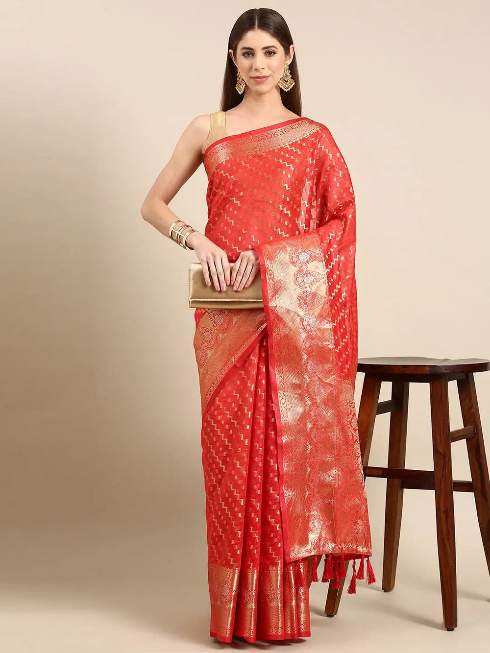 Banarasi Katan Tissue Silk Lehriya Desine Festive Wear Saree