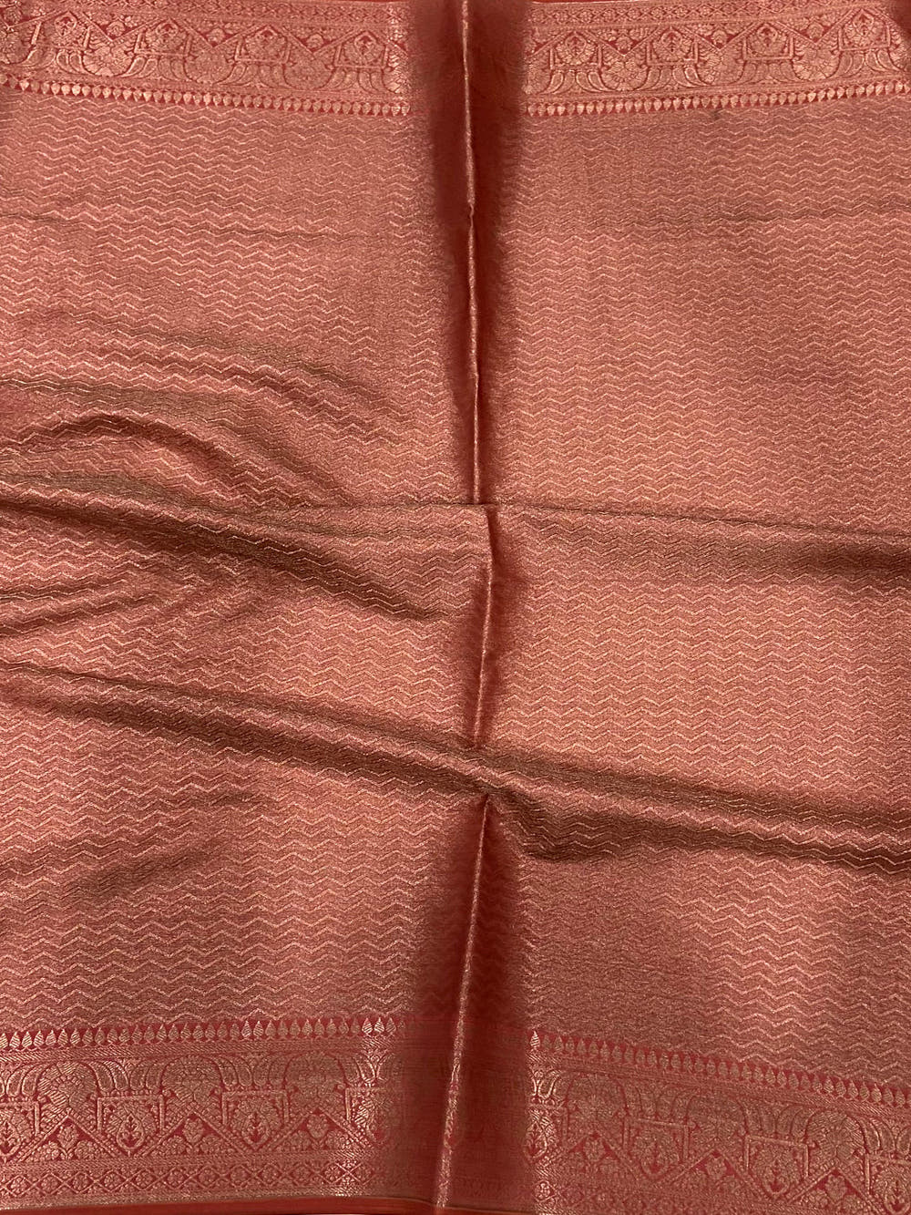 Coral Bamboo Silk Floral Saree