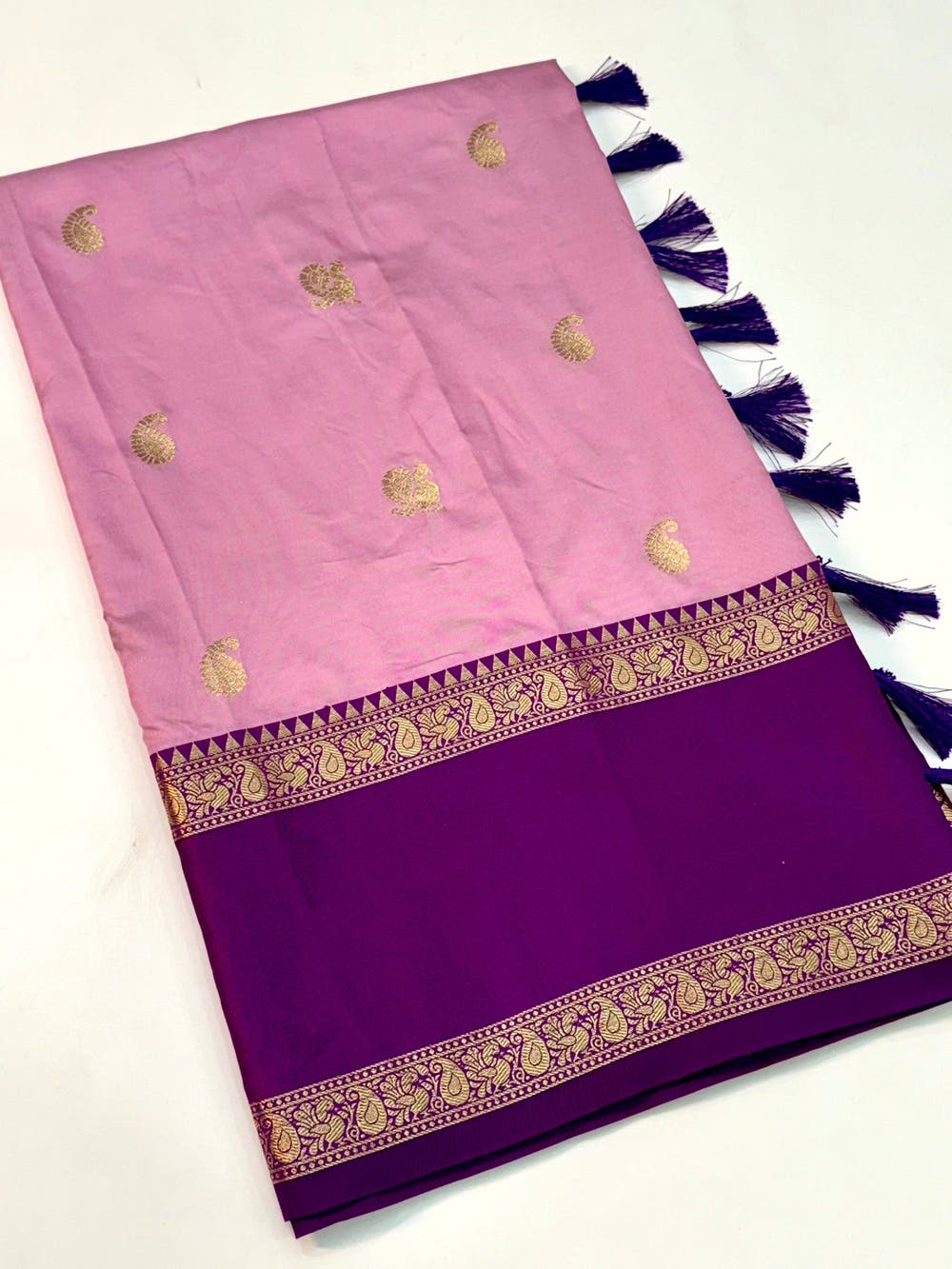 Pink Gadwal Pure Soft Silk Saree