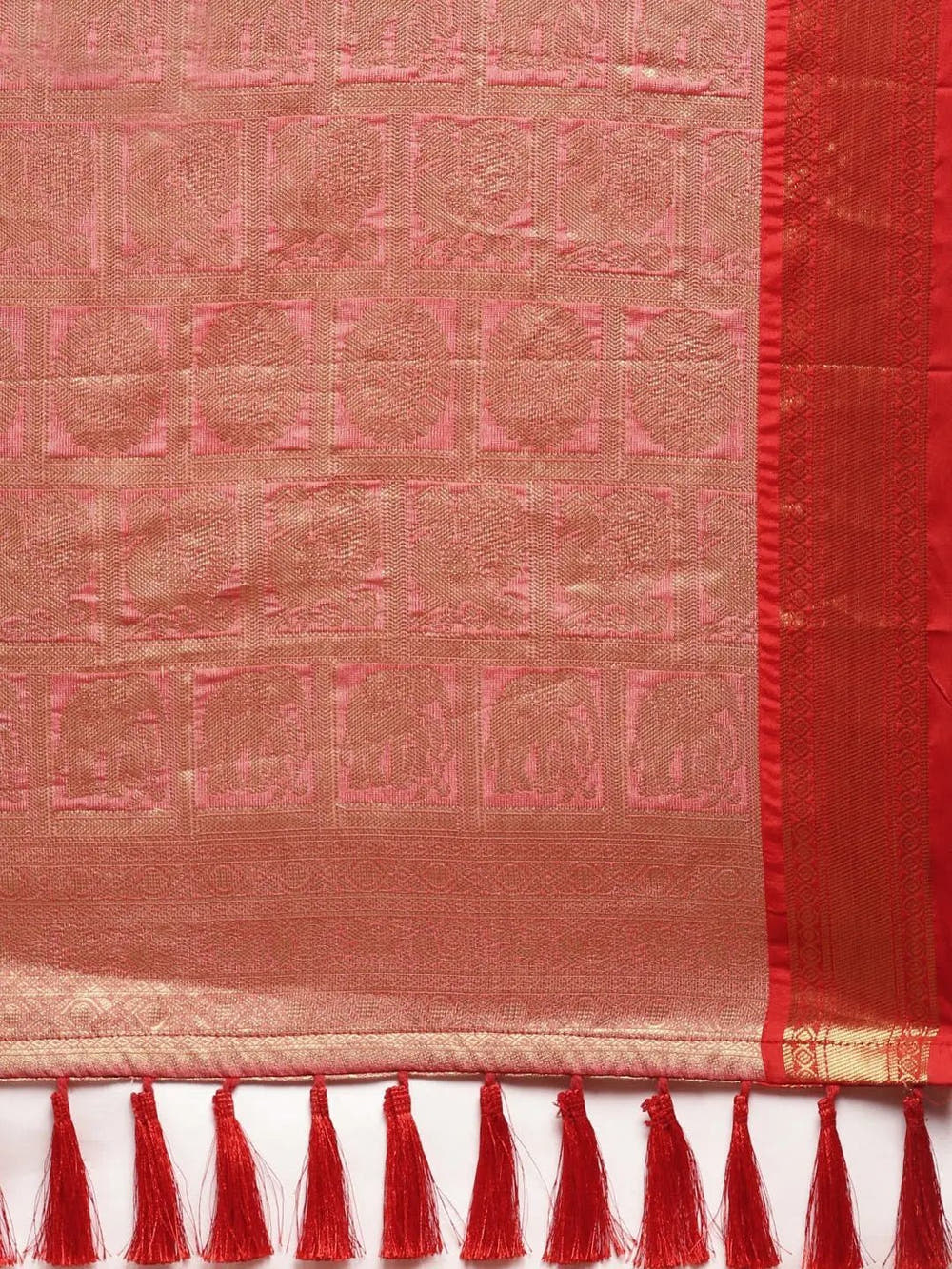Exclusive Peach Colour Banarasi Polka Dots Weaving Design Pattu Saree