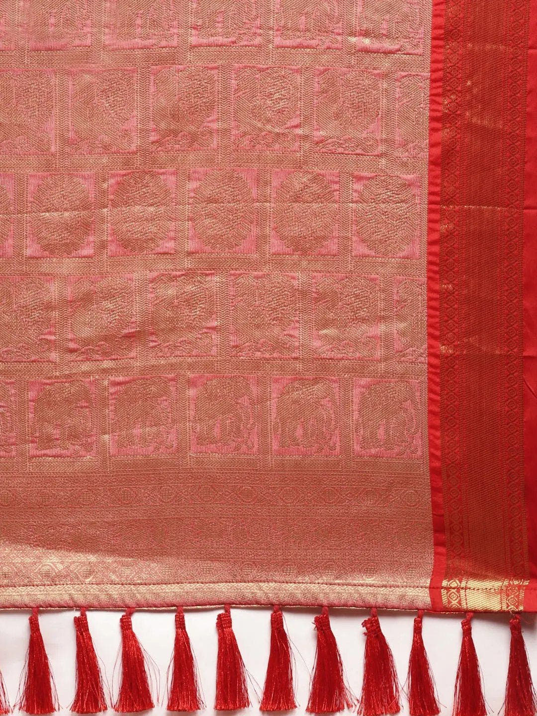 Exclusive Peach Colour Banarasi Polka Dots Weaving Design Pattu Saree