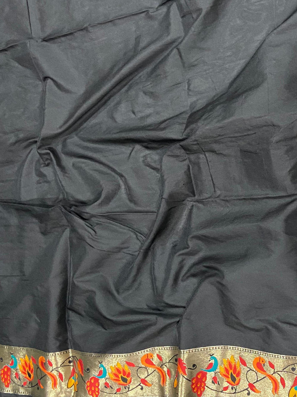 Black Silk Blend Woven Zari Work Paithani Saree