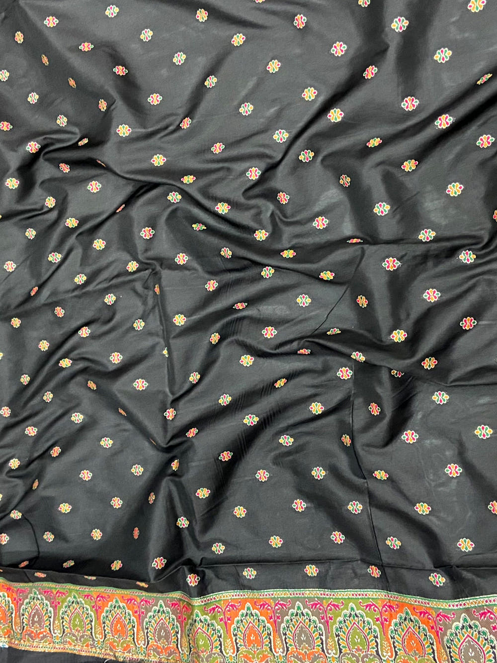 Black Ethnic Motif Silk Blend Saree