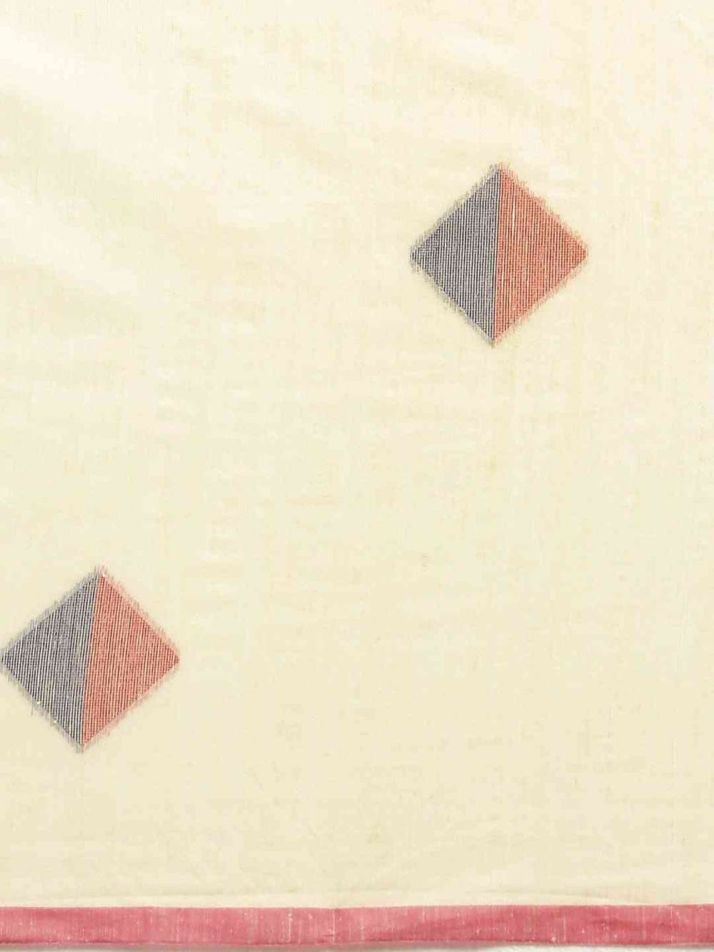 Cream Colour Geometric Print Linen Saree