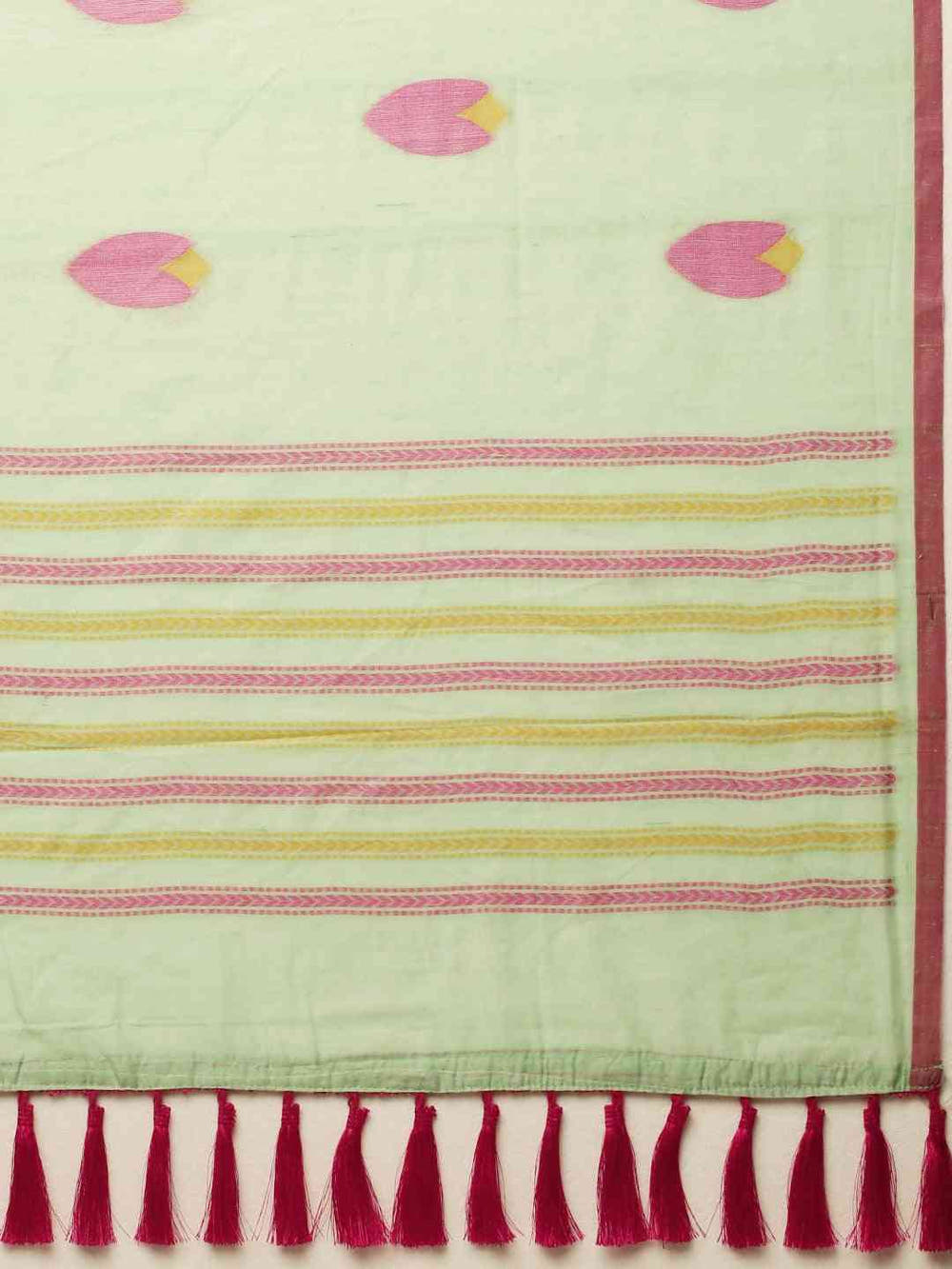 Pista Colour Woven Desing Linen Saree