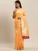 Stylish Orange Colour Woven Design Cotton Saree