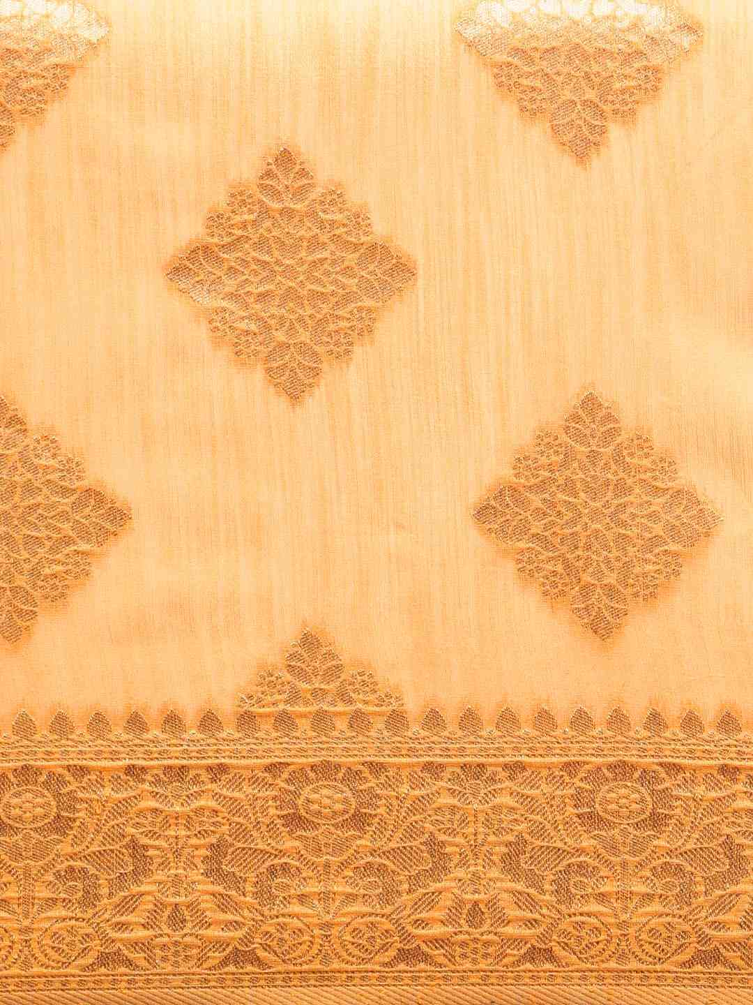 Stylish Orange Colour Woven Design Cotton Saree