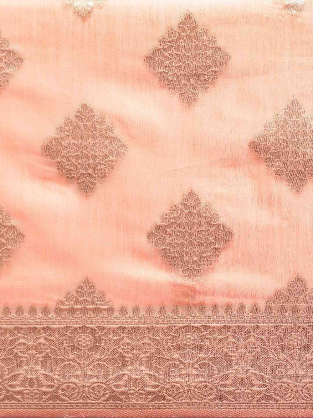 Stylish Peach Colour Woven Design Cotton Saree
