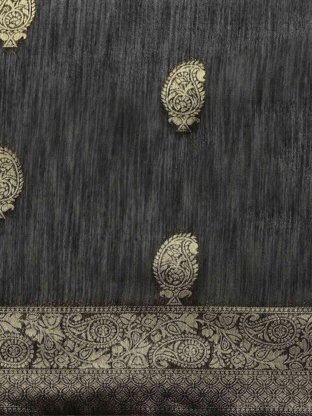 Bollywood Black Colour Woven Design Cotton Saree