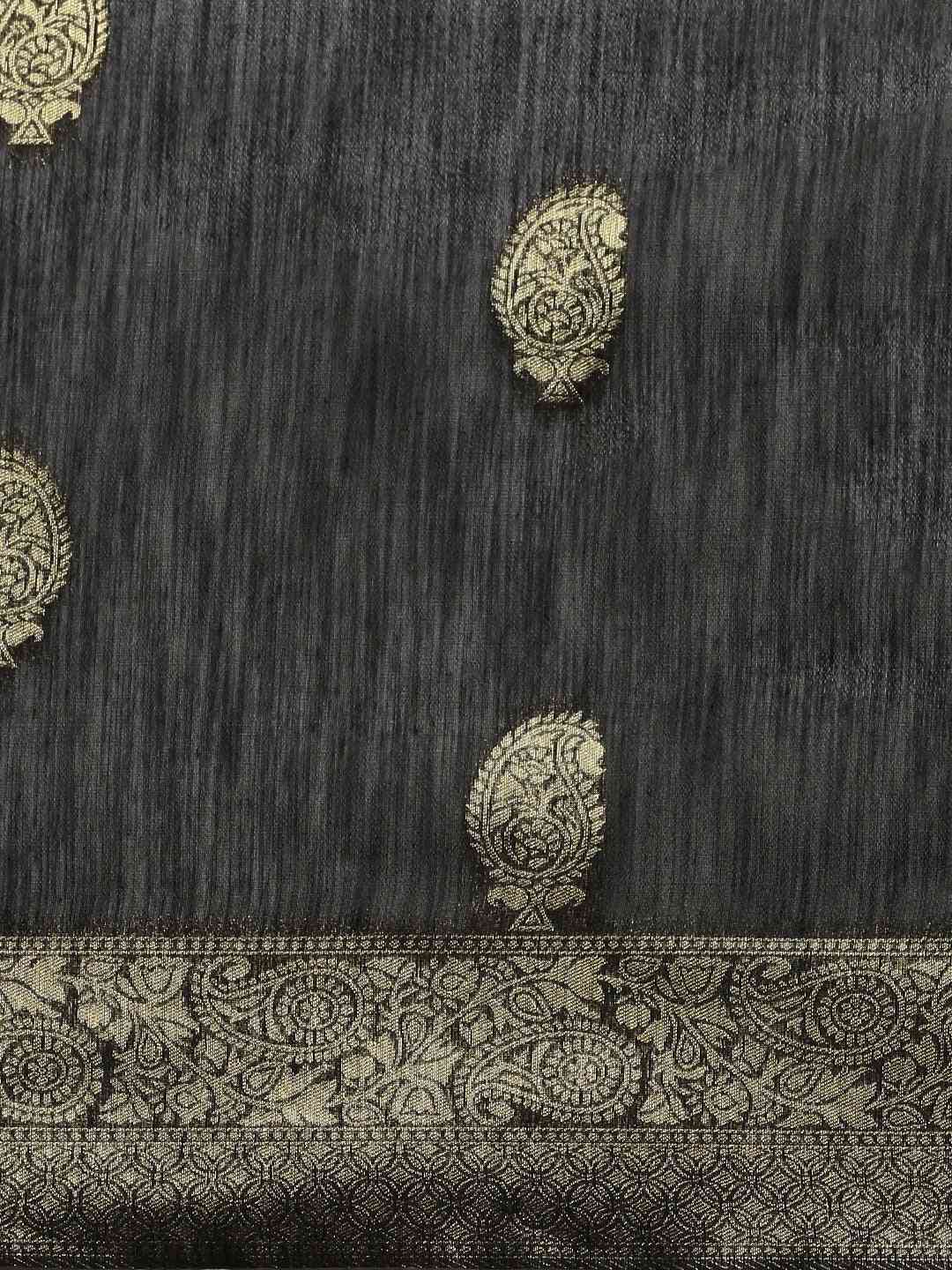 Bollywood Black Colour Woven Design Cotton Saree