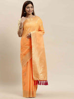 Bollywood Orange Colour Woven Design Cotton Saree