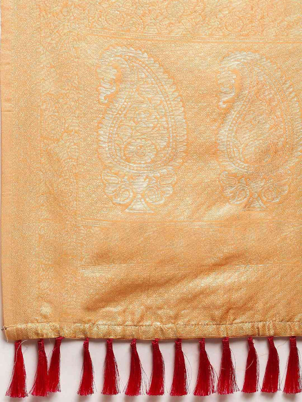 Bollywood Orange Colour Woven Design Cotton Saree