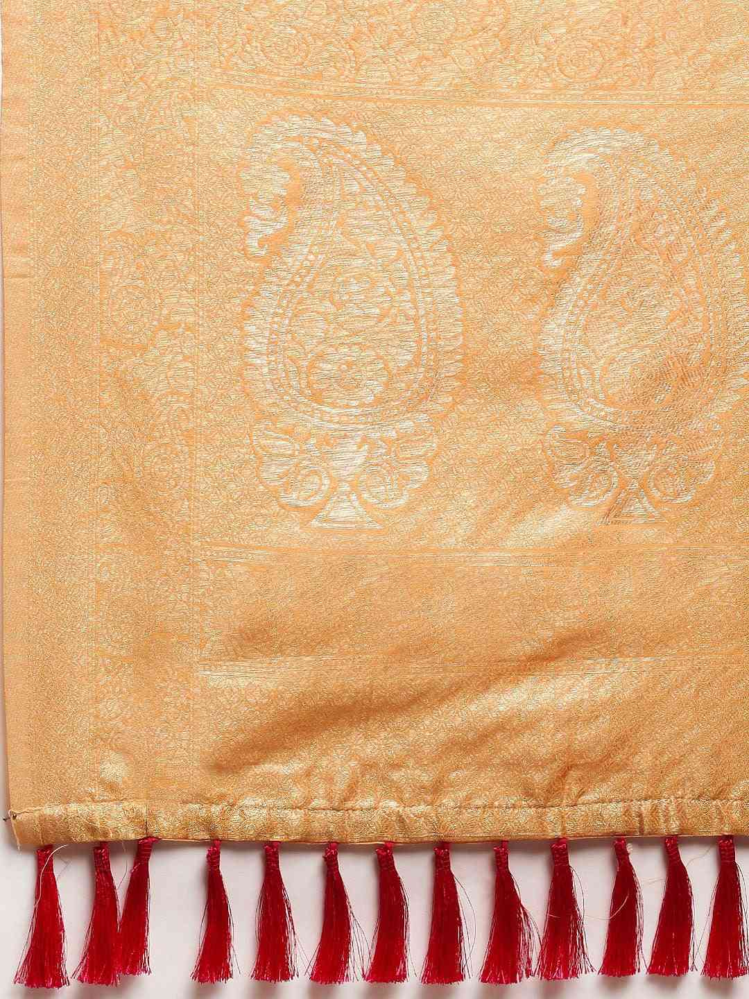 Bollywood Orange Colour Woven Design Cotton Saree