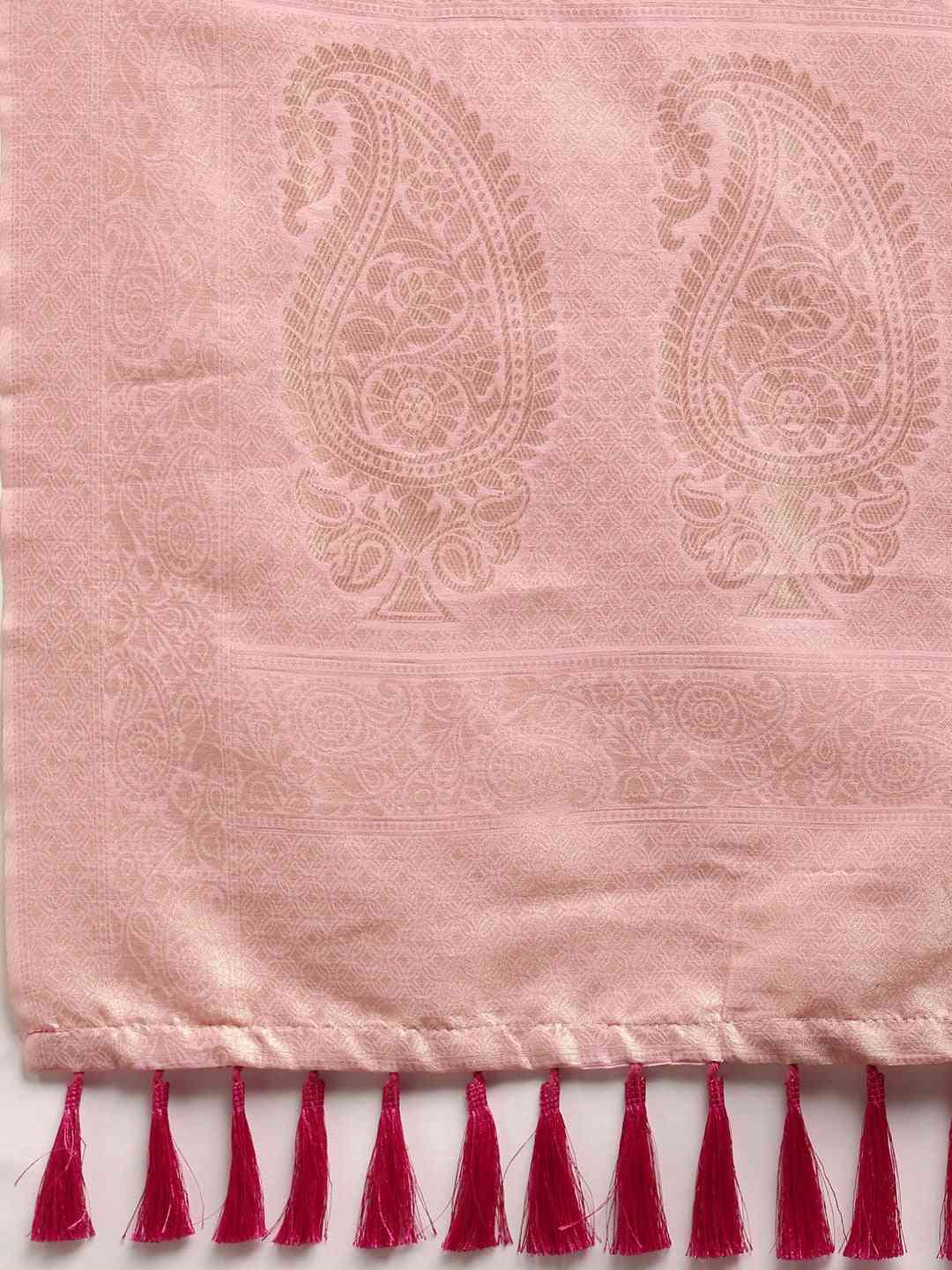 Bollywood Light Pink Colour Woven Design Cotton Saree
