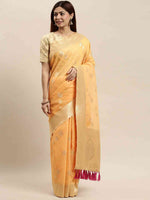 Bollywood Orange Colour Woven Design Cotton Saree