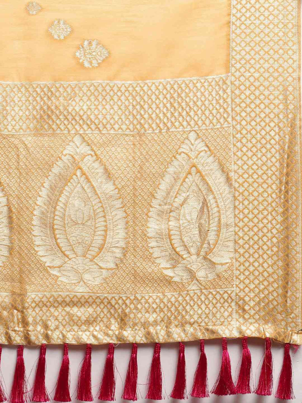 Bollywood Orange Colour Woven Design Cotton Saree