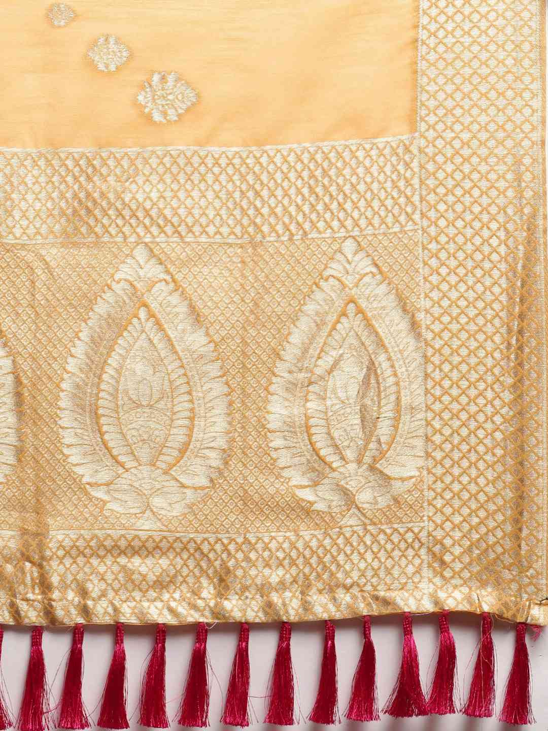 Bollywood Orange Colour Woven Design Cotton Saree