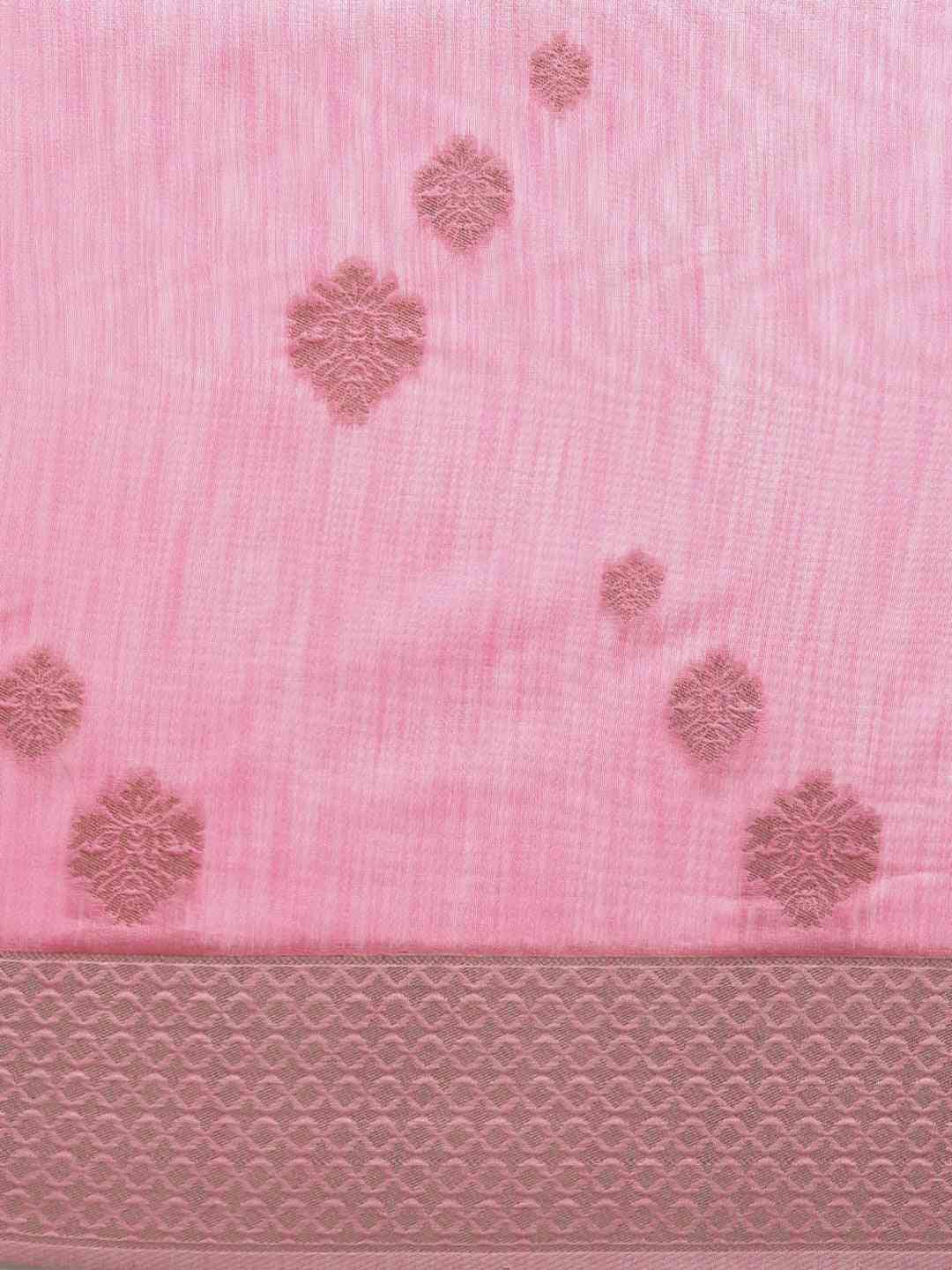 Bollywood Pink Colour Woven Design Cotton Saree