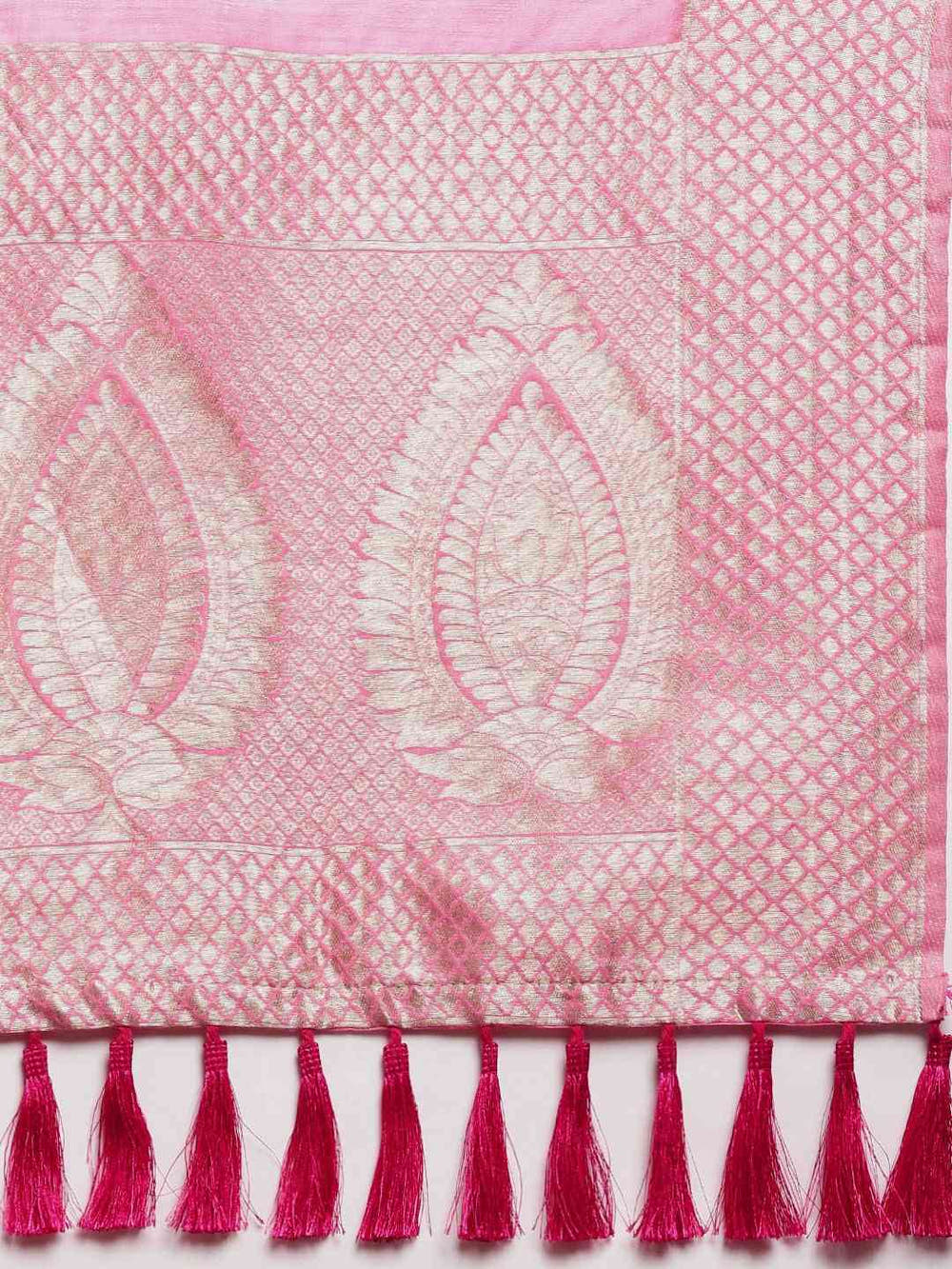 Bollywood Pink Colour Woven Design Cotton Saree