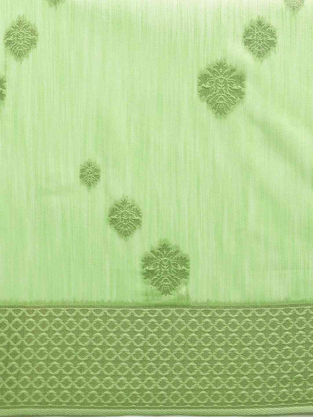 Bollywood Lime Colour Woven Design Cotton Saree