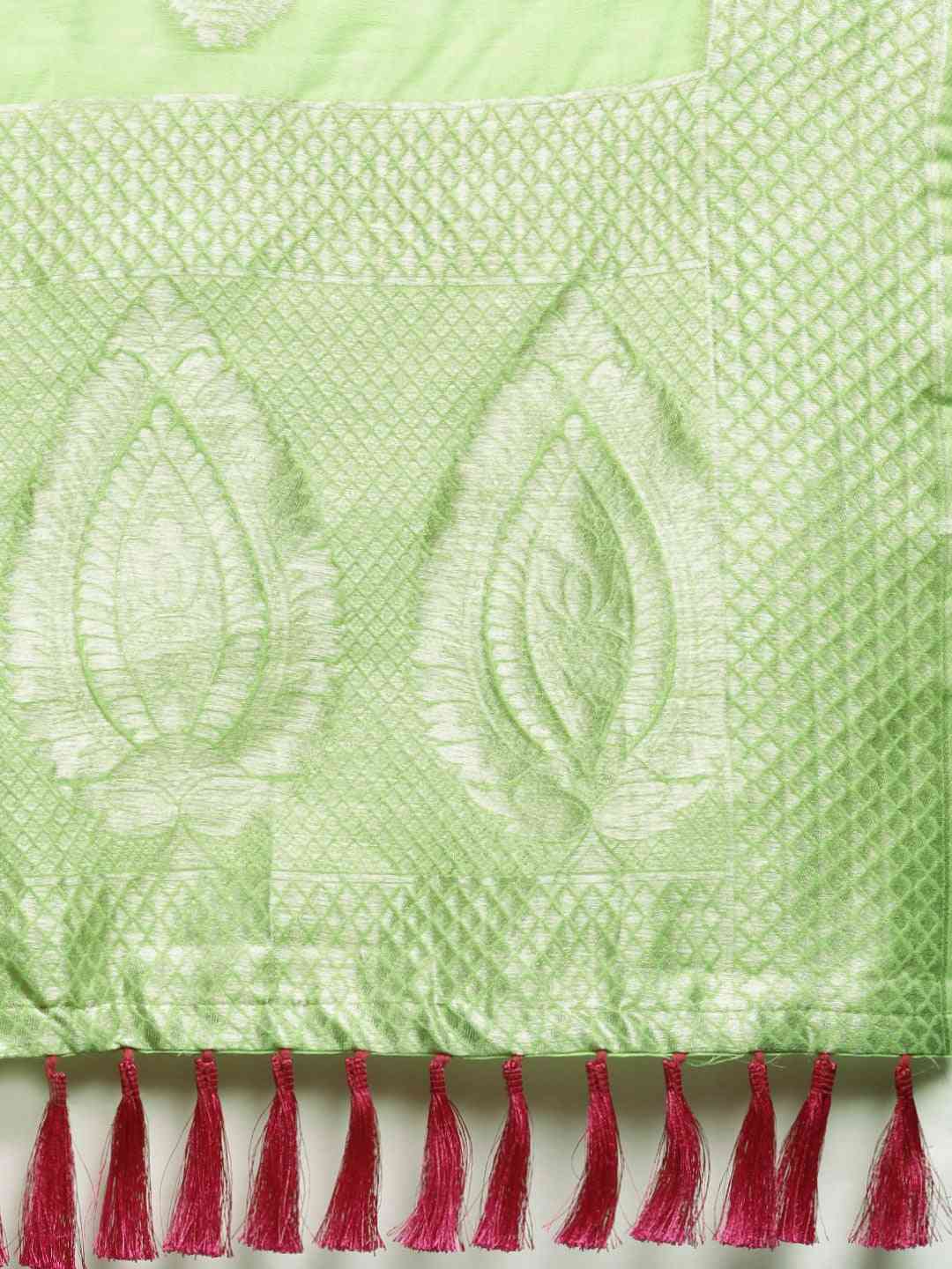 Bollywood Lime Colour Woven Design Cotton Saree