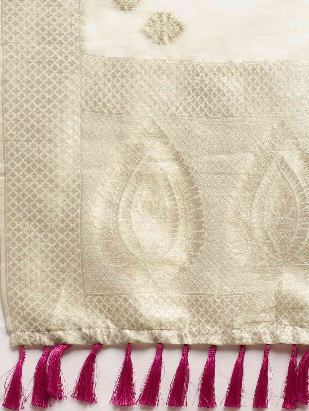 Bollywood White Colour Woven Design Cotton Saree