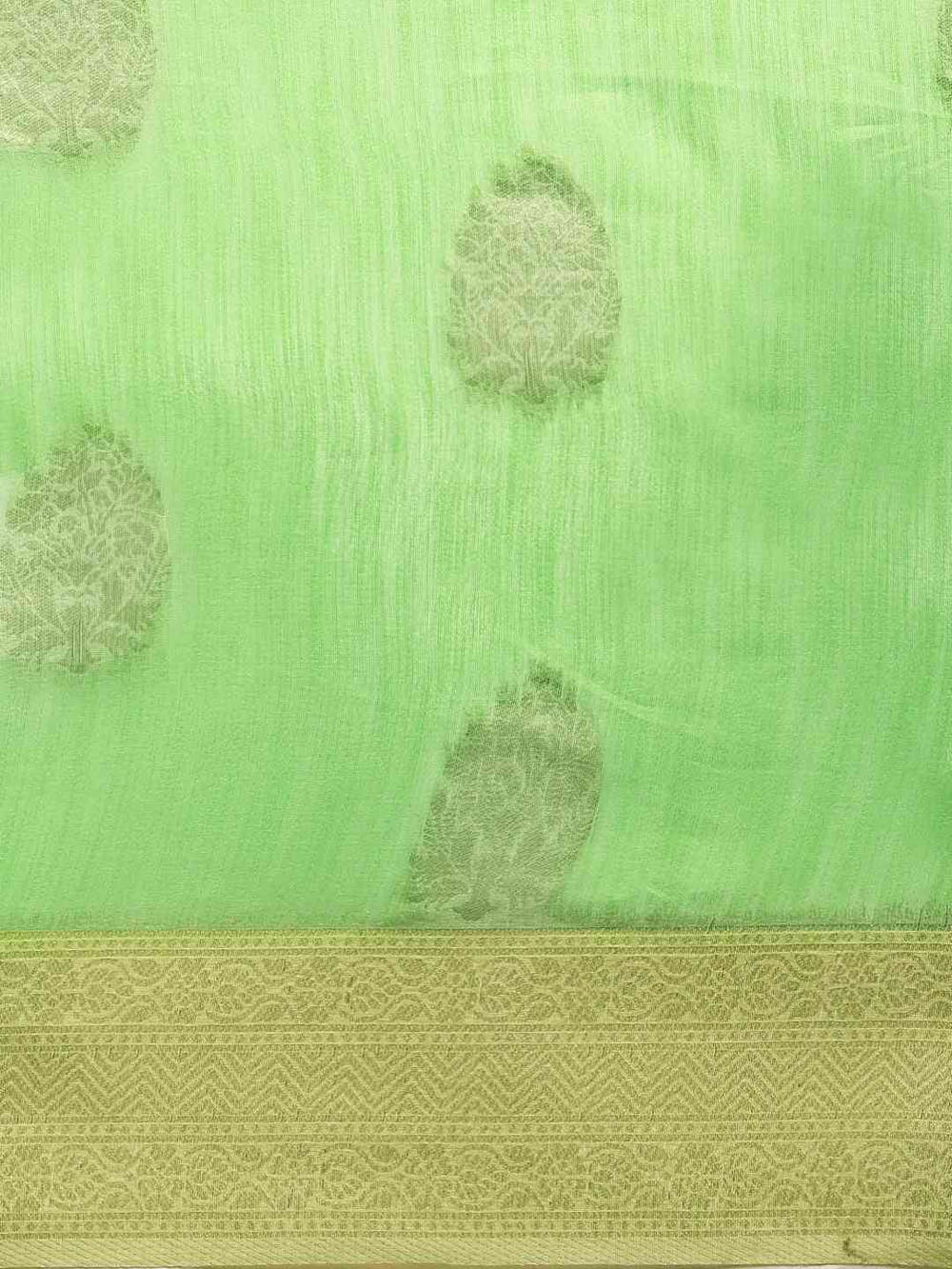 Bollywood Lime Colour Woven Design Cotton Saree