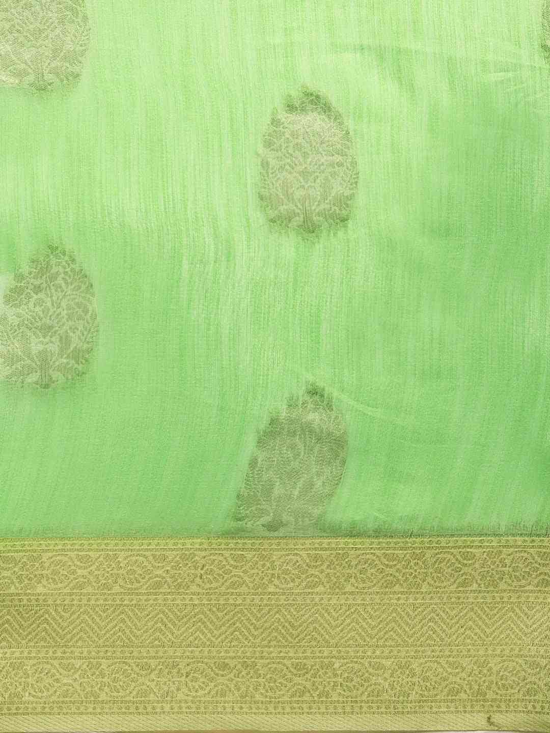 Bollywood Lime Colour Woven Design Cotton Saree