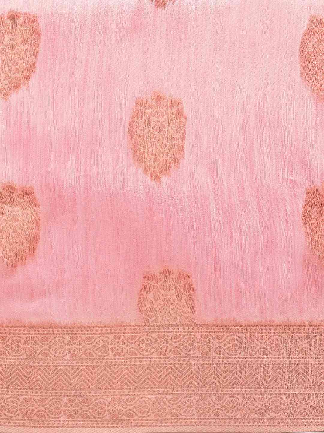 Bollywood  Light Pink Colour Woven Design Cotton Saree