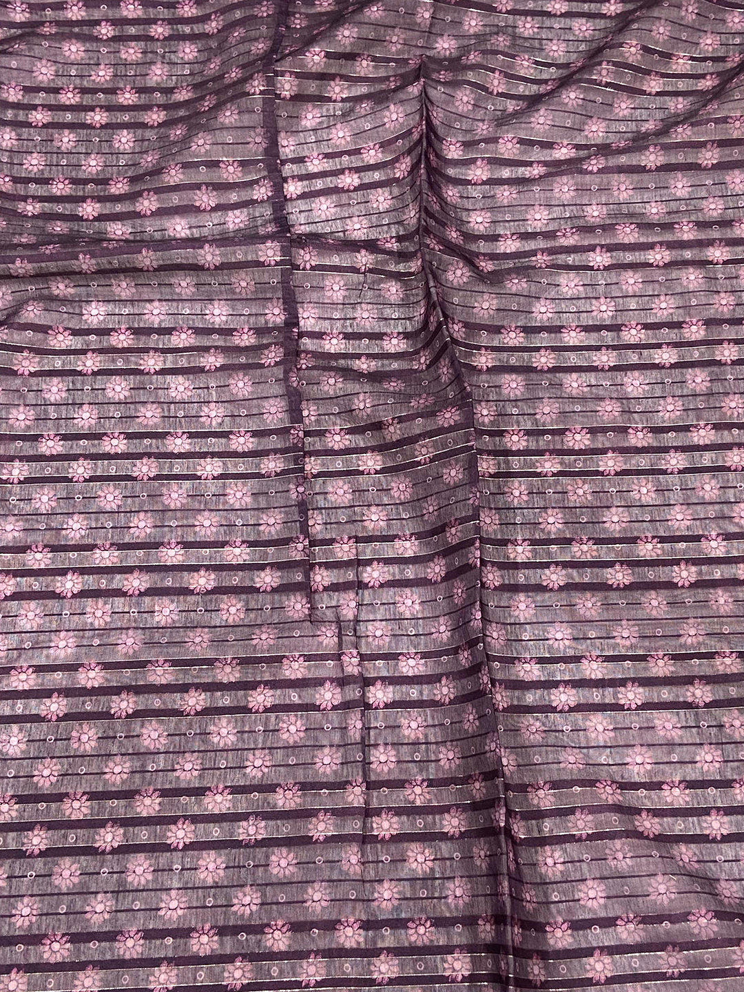 Pink Kalamkari Stripes Chanderi Saree