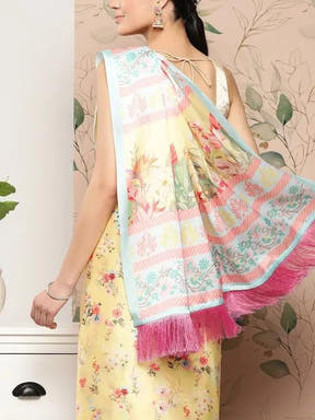 Soft Satin Georgette Saree in Pristel Colour