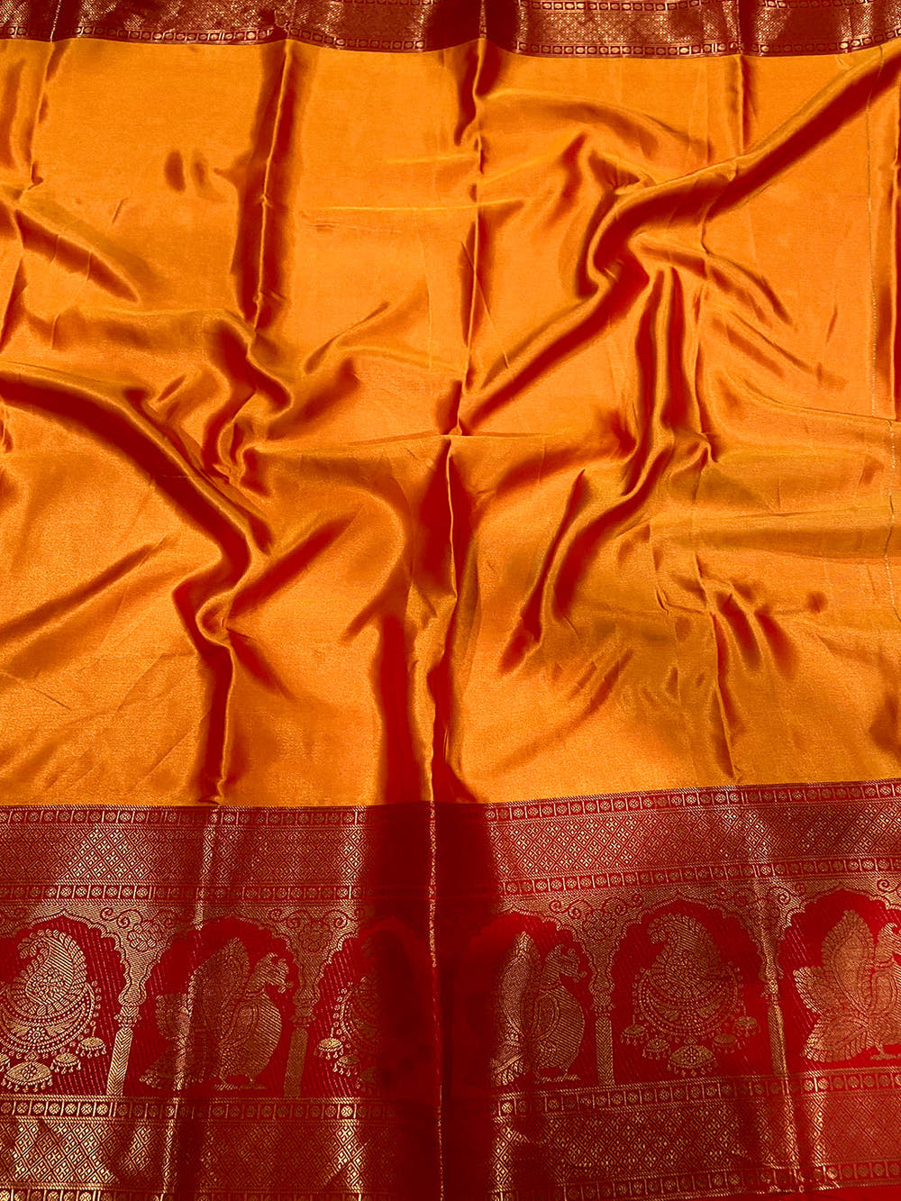 Yellow Charry Satin Floral Saree
