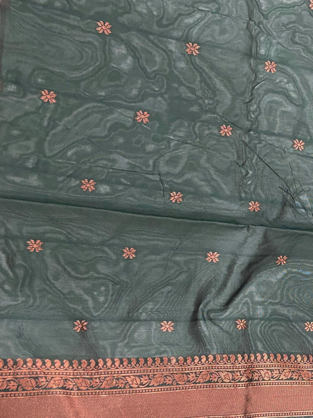 Deep Green Banarasi Silk Zari Butta Saree