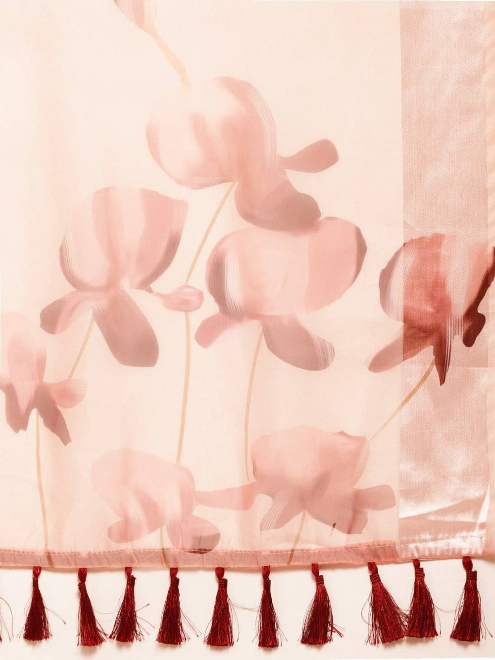 Pink Soft Organza Saree with Satin Border and Flower Digital Print