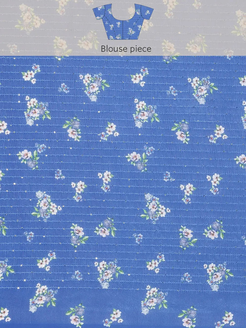 Beautiful Floral Print With Sequinned Work Silk Saree
