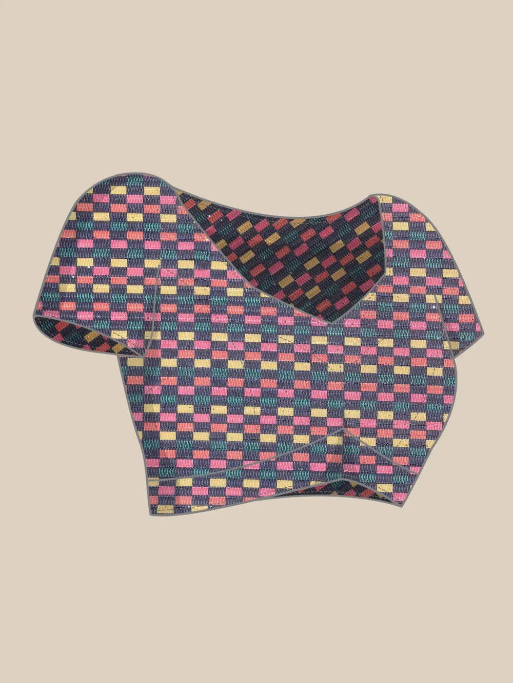 Beautiful Striped Print With Sequinned Work Silk Saree