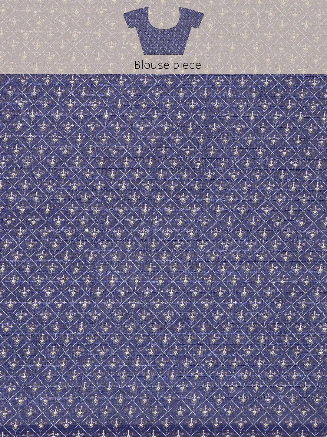 Beautiful Striped Print With Sequinned Work Silk Saree