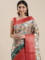 Light Pink Kalamkari Print Kanjivaram Zari Silk Saree